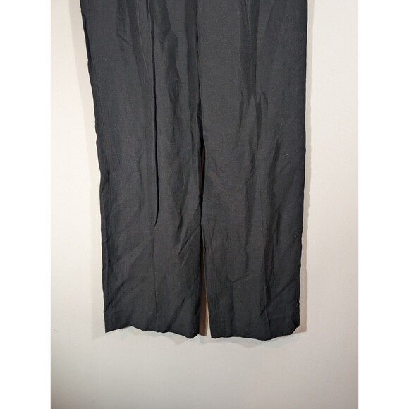 Club Monaco Womens Black Linen Blend Wide Leg Pants Sz 8 Lagenlook Mature Classy - Picture 6 of 9